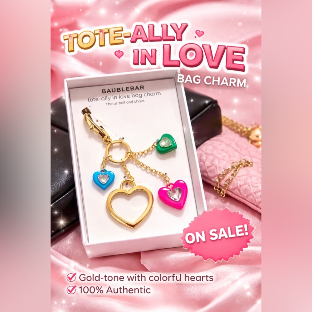 BaubleBar ‘Tote-Ally in Love’ valentines bag charm- NWT
